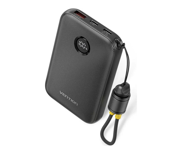 Vention Powerbank 10000mAh 2xUSB-C,USB-A z wyświetlaczem czarny - 1543378 - zdjęcie